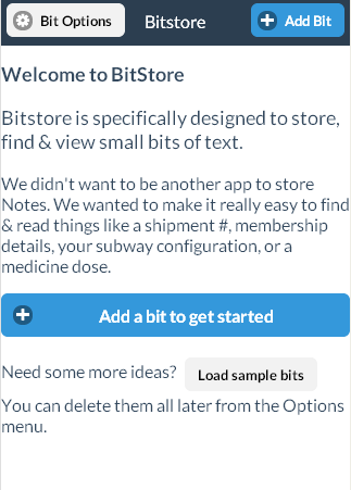 The welcome page provides instructions & a call to get started