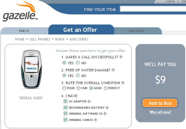 Gazelle will pay me $9 for Nokia 6600